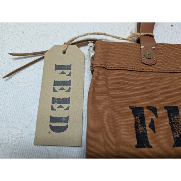 Feed Eleanor Brown Reusable Eco Market Canvas Bag Leather Tote Boho Sustainable - Picture 3 of 11